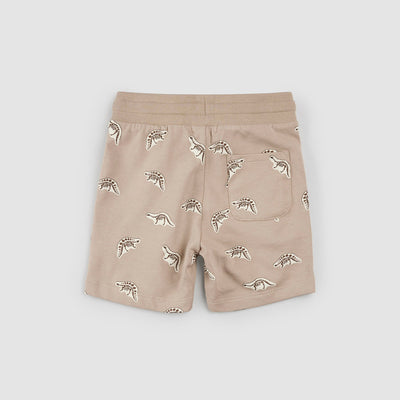 Dino Fossil Print on Taupe Shorts by miles the label.