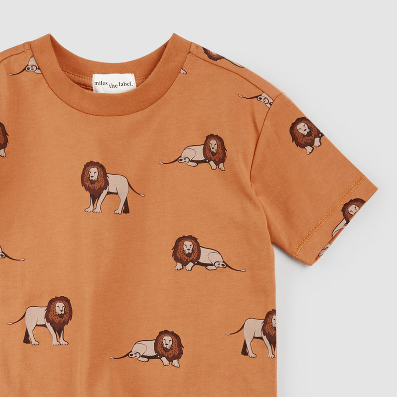 Lion Print Organic Cotton T- Shirt - Copper by miles the label.