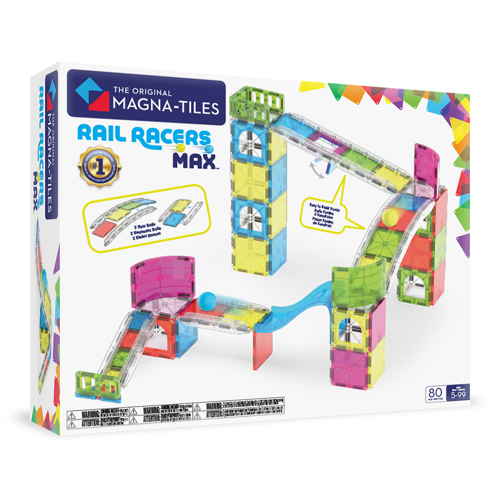 Magna-Tiles Rail Racers Max toy set packaging on a white background