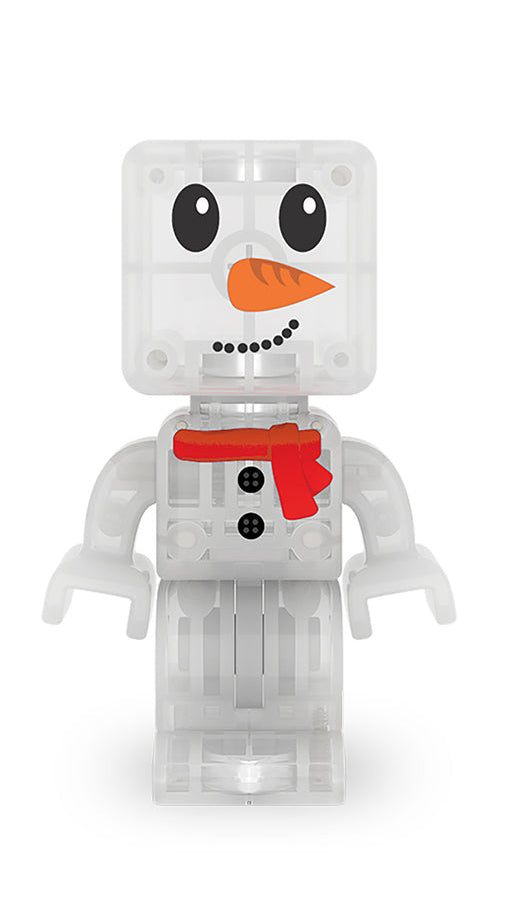 Transparent snowman figure with black buttons and a red scarf on a white background