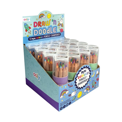 Mini Draw 'n' Doodle Colored Pencils + Sharpener - Set of 12 by OOLY