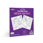 Coloring book for early learners with 'Magical Creatures' theme on a purple cover