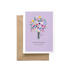 Greeting card with floral design and envelope on a white background
