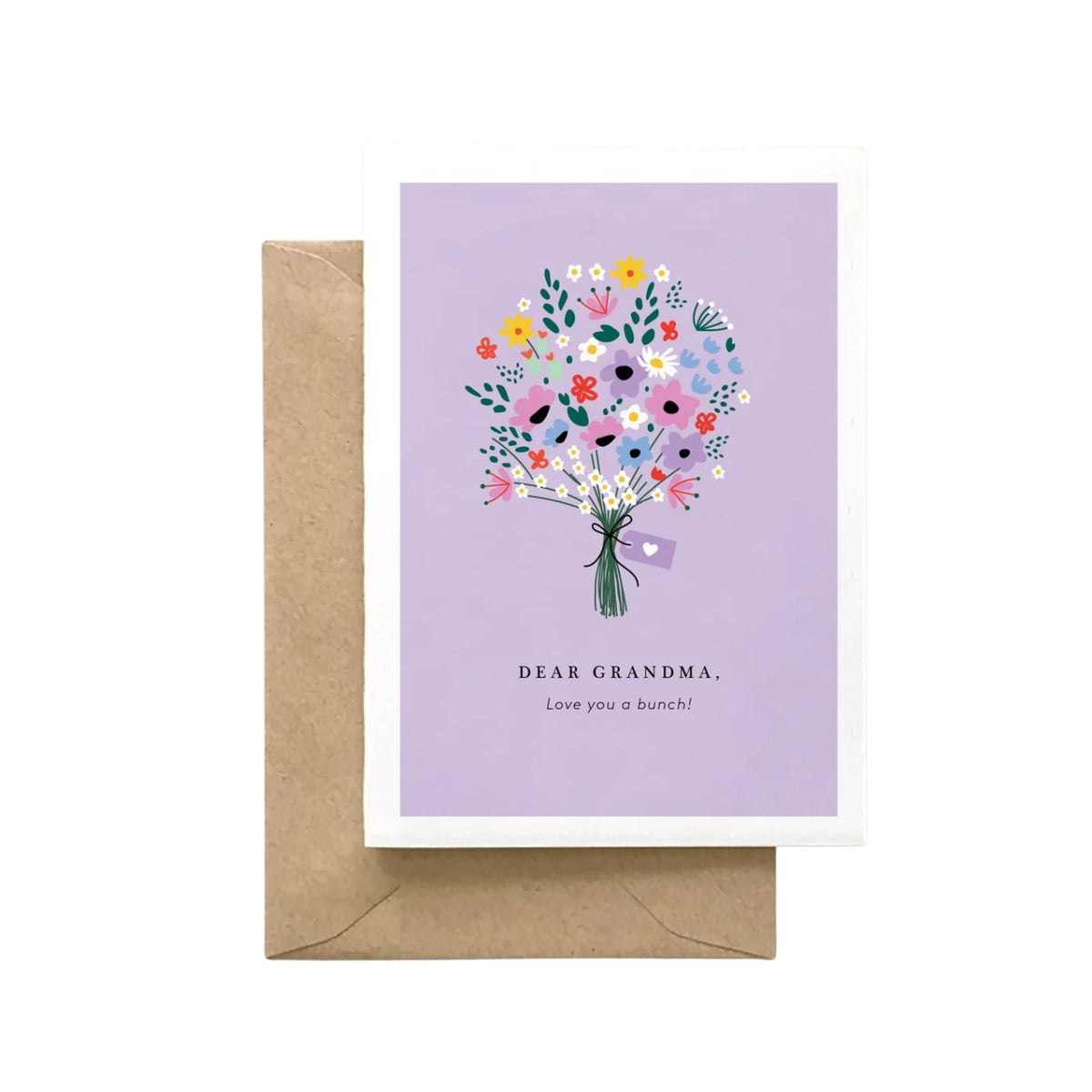 Greeting card with floral design and envelope on a white background