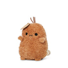 Plush toy resembling a brown creature with a white background