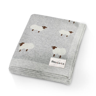 Luxury Cotton Receiving Blanket - Grey Sheep by Bleu La La