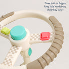 Children's steering wheel toy with colorful buttons on a light gray background