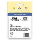 Saint Tattoos packaging with branding and product details on a white background