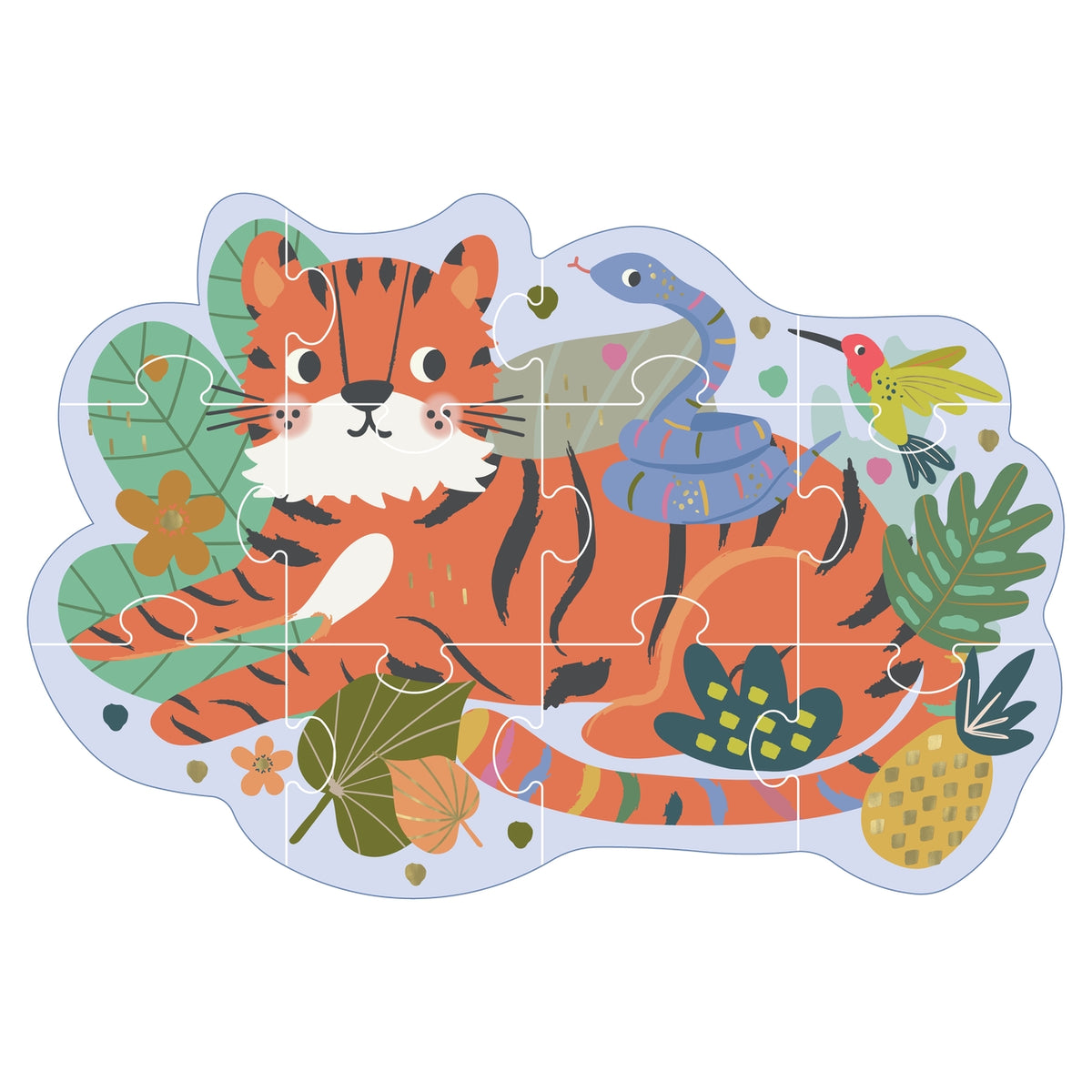Children's puzzle with a tiger design on a white background