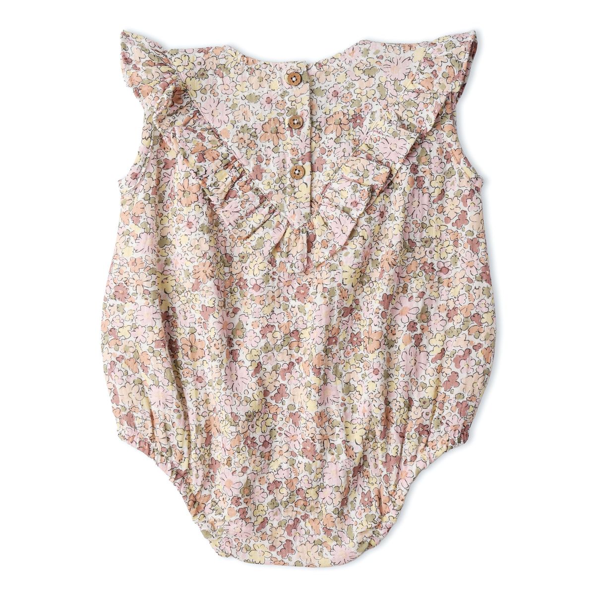 Floral baby romper on a white background