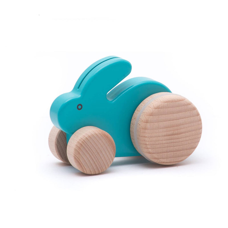 Small Hopping Rabbit Wooden Toy - Blue by Little Poland Gallery