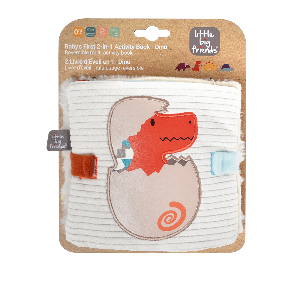 Baby's first 2-in-1 activity book with dinosaur design on packaging
