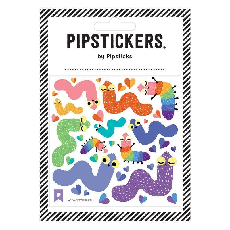 Fuzzy Winsome Worms Stickers by Pipsticks