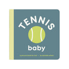 Book titled 'Tennis Baby' with a tennis ball graphic on a blue background