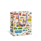 Gift bag with vehicle pattern on a white background