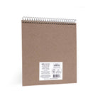 Brown notebook with a label on a white background