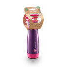 A purple and pink Wow Clap insulated water bottle in its original cardboard packaging, shown on a clean white background.