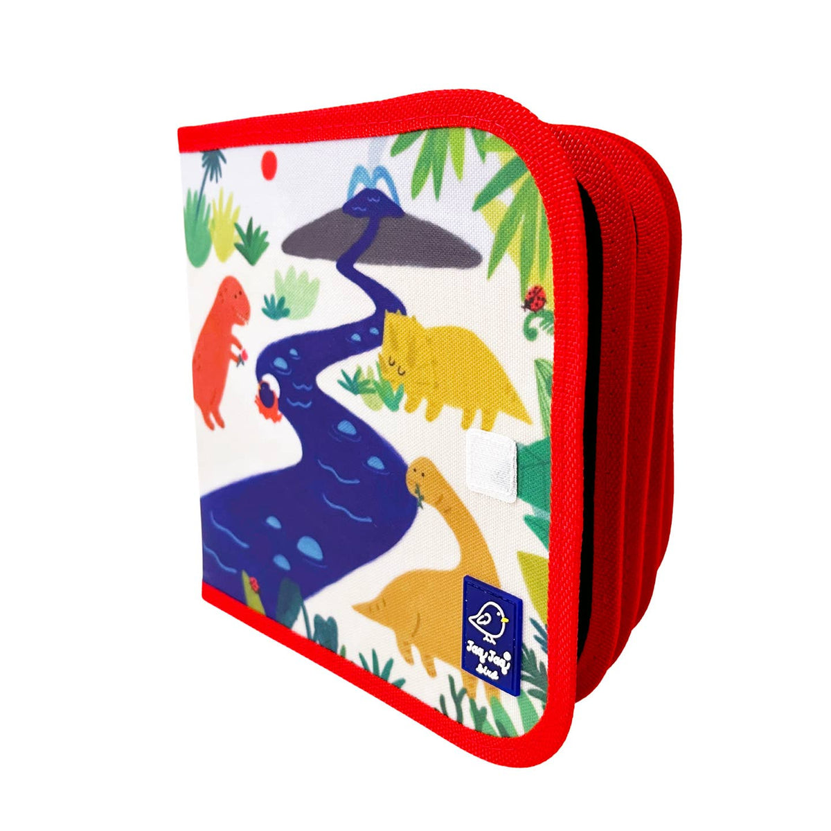 Children's pencil case with dinosaur design on a white background