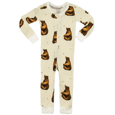 Bamboo Zipper Pajama - Honey Bear by Milkbarn