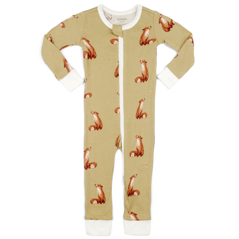 Organic Cotton Zipper Pajama - Gold Fox by Milkbarn – Pacifier