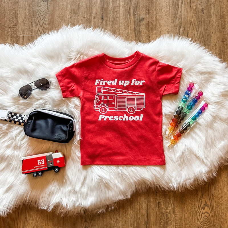 Fired Up For Preschool Tee - Heather Red by Mella Co