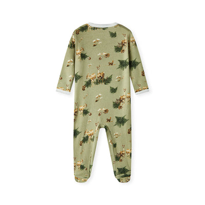 Organic Zipper Footed Romper - Forest Party by Milkbarn