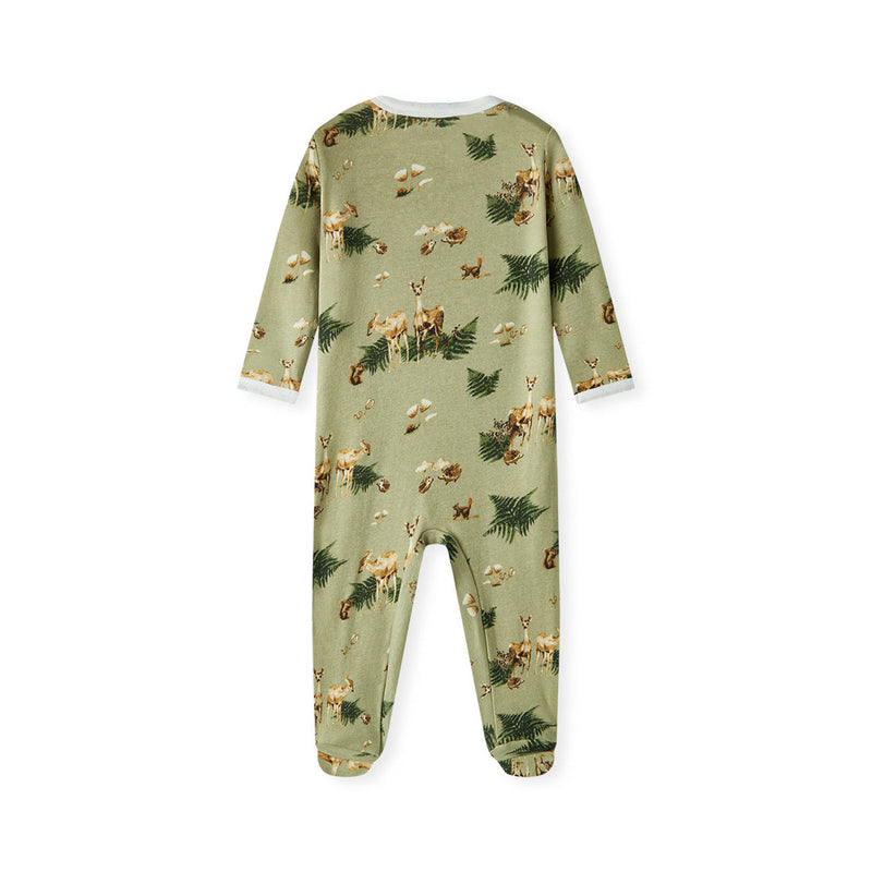 Organic Zipper Footed Romper - Forest Party by Milkbarn