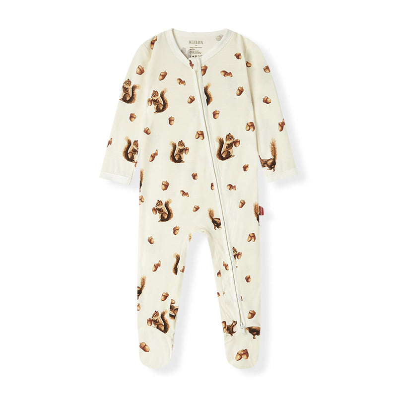 Luxe Stretch Zipper Footed Romper - Chipmunk by Milkbarn