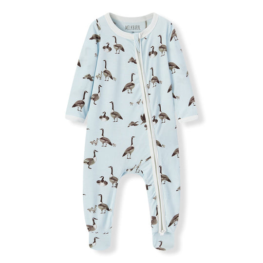 Luxe Stretch Zipper Footed Romper - Goose by Milkbarn