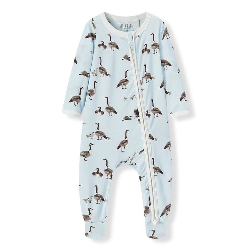 Luxe Stretch Zipper Footed Romper - Goose by Milkbarn