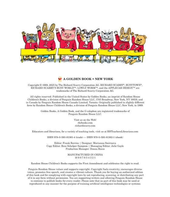 Back cover of a Golden Book with cartoon characters and copyright information.