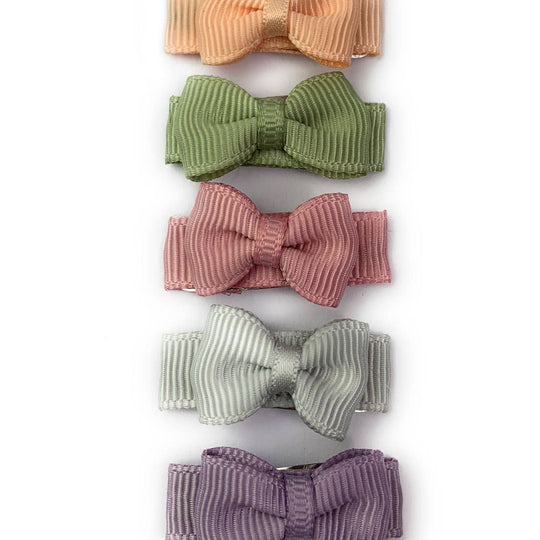 Tiny Tuxedo Bows on Snap Clips Set of 5 - Watercolors by Baby Wisp