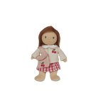 Plush toy doll with a pink outfit and cherry design on a transparent background