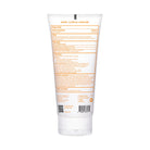 Back label of a sunscreen tube with text and branding on a white background