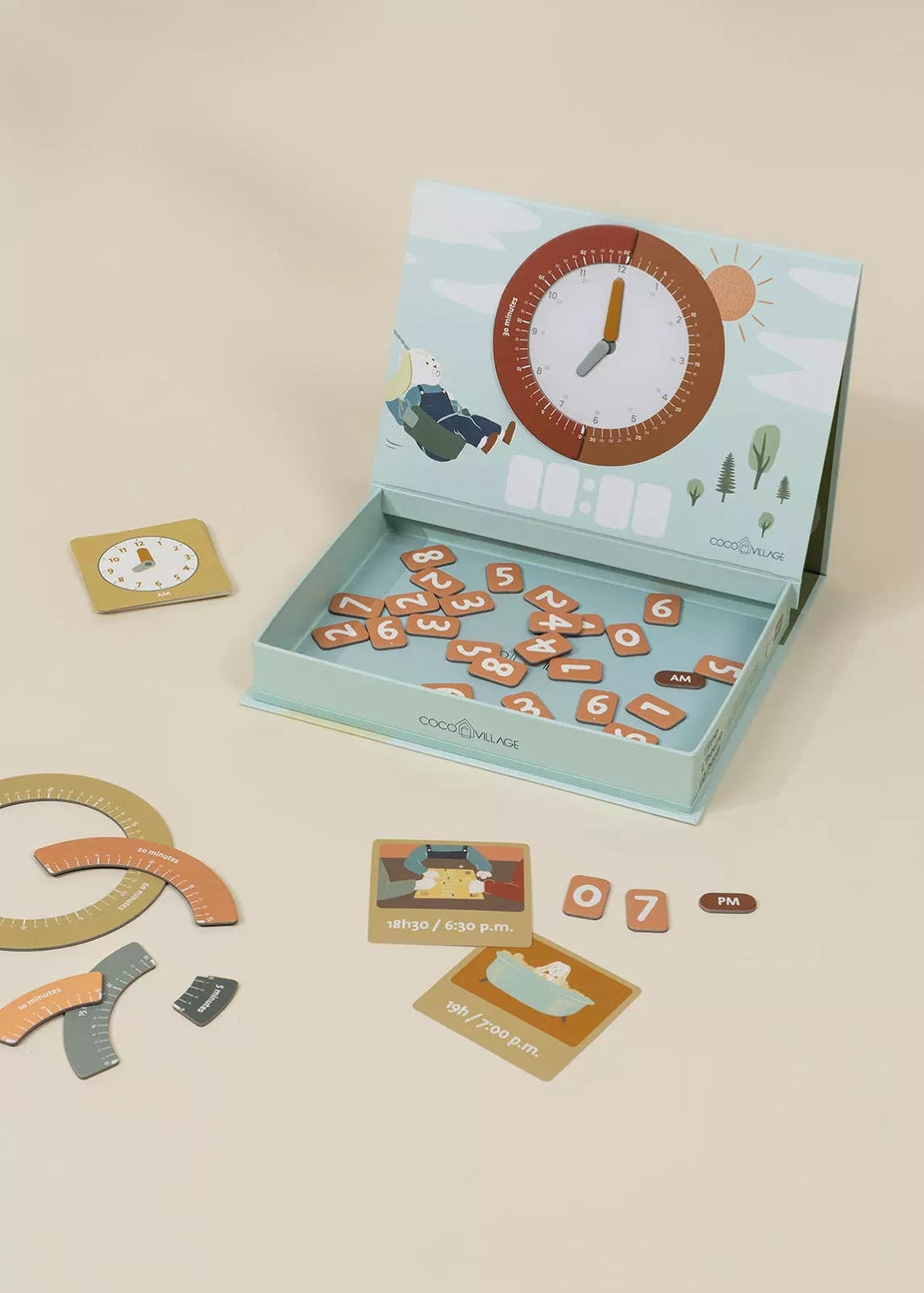 Children's educational puzzle with numbers and letters on a beige background