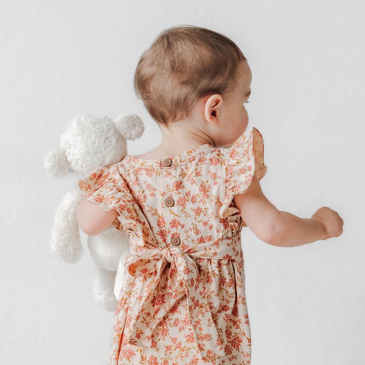 Tied Flutter Long Romper - Blush Floral by City Mouse