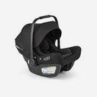 Black baby car seat on a white background