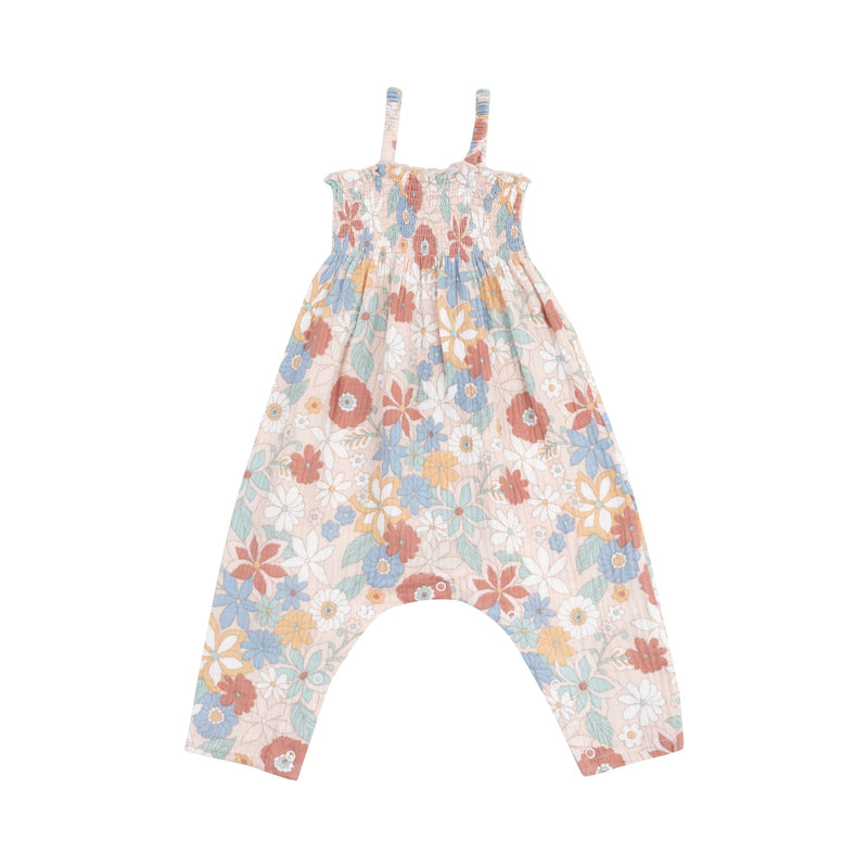 Muslin Smocked Romper - Tropical Retro Floral by Angel Dear