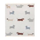 Blanket with illustrations of dogs on a light background