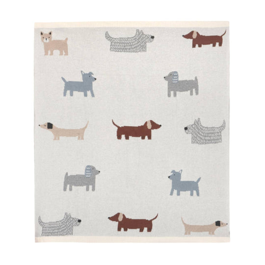 Organic Cotton Jacquard Sweater Knit Baby Blanket - Buddy Dog by Viverano Organics