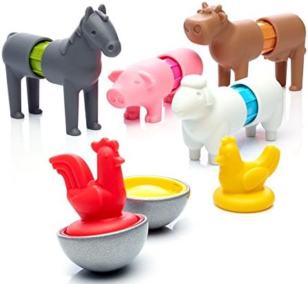 Set of animal-shaped egg holders on a white background
