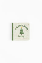 Book titled 'Christmas Baby' with a green tree illustration on a white background
