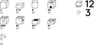 Set of geometric shapes with labels and numbers on a white background