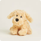 A soft cream-colored Golden Dog Junior plush toy by Warmies sitting upright against a neutral background.