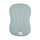 A light blue-gray baby support seat or cushion with molded ergonomic curves, shown from the back on a clean white background.