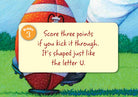 Illustration of a soccer ball with text on a grassy field