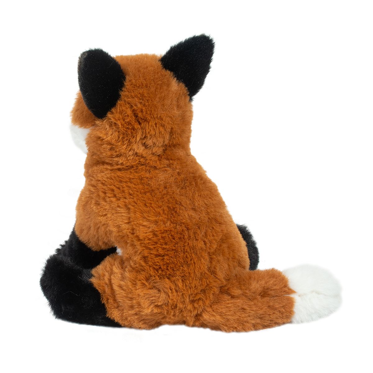 Plush toy fox sitting on a white background