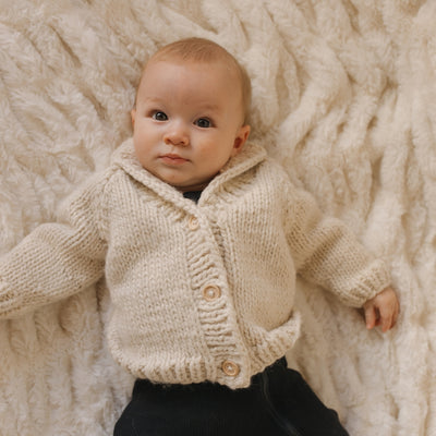 Shawl Collar Cardigan Sweater - Natural by Huggalugs