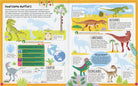 Children's book page about dinosaurs with illustrations and text.