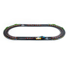 Toy race track set on a white background